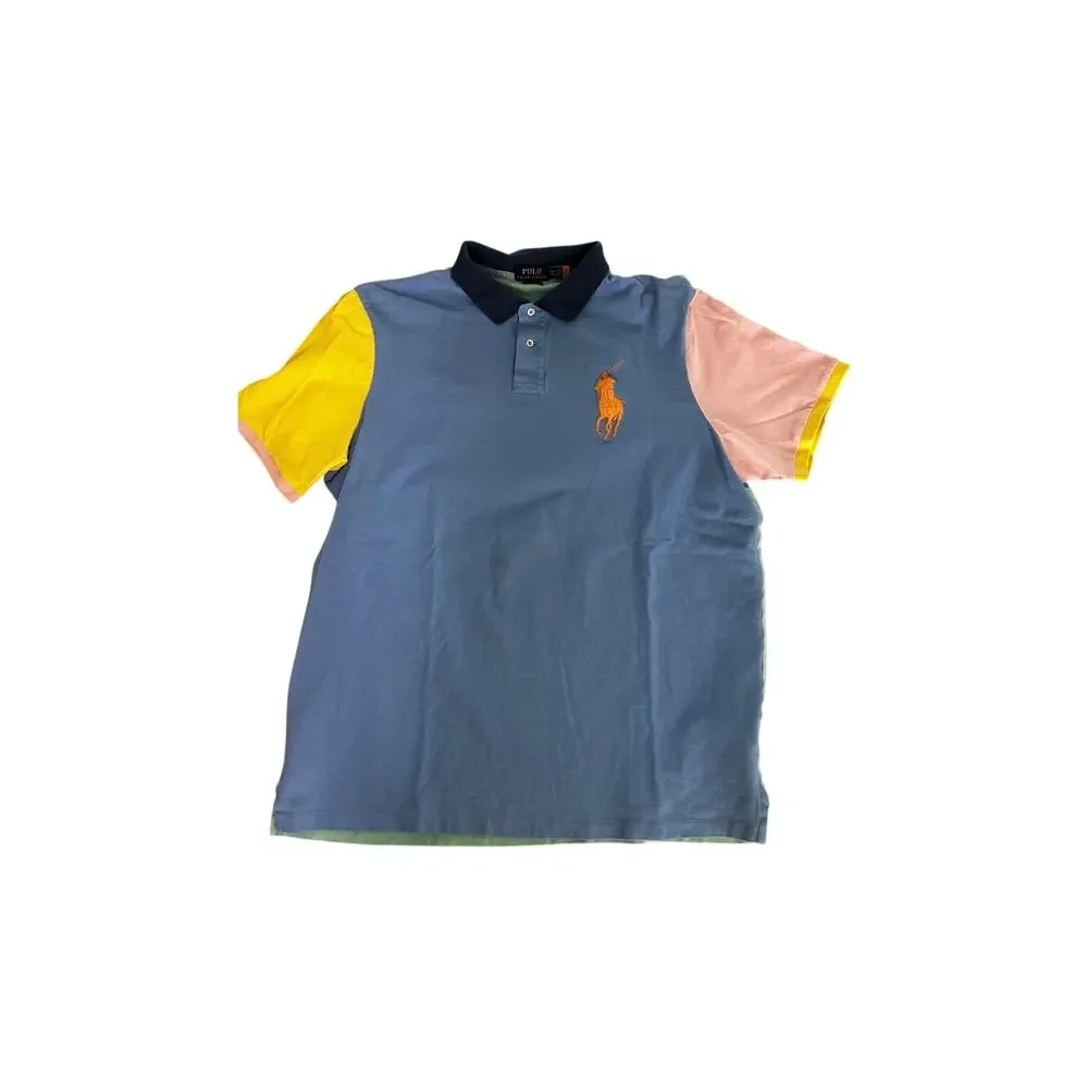 Polo Ralph Lauren Polo Shirt XXL Blue Colorblock Big Pony Logo Cotton Classic